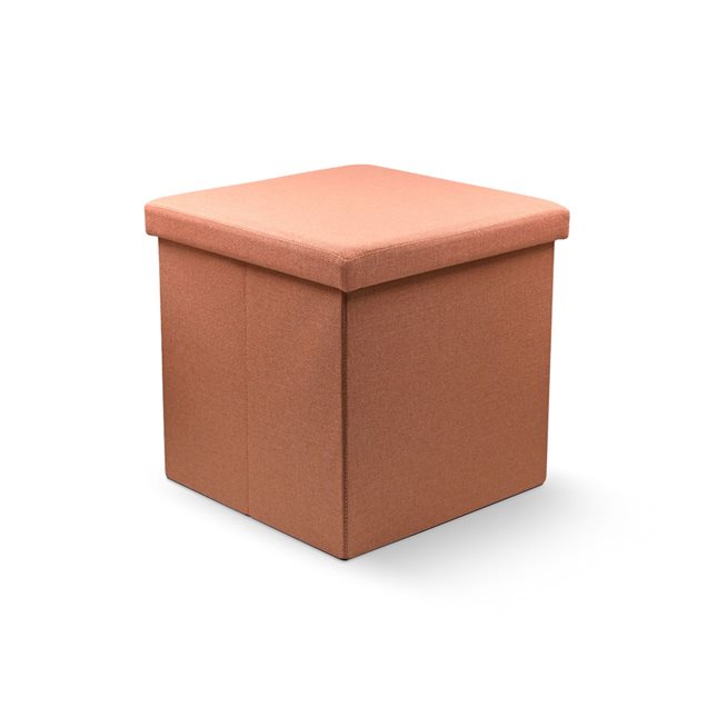 Foldable salmon pink storage Ottoman 38x37 cm