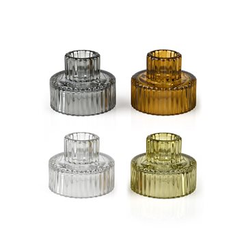 Glass tealight-taper Candle holder 6.4x5 cm in 4 colors  Candle holders-Lanterns
