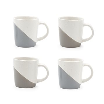 Stoneware Espresso cups 100 ml Neutral Edge - Set of 4  Mugs-Cups