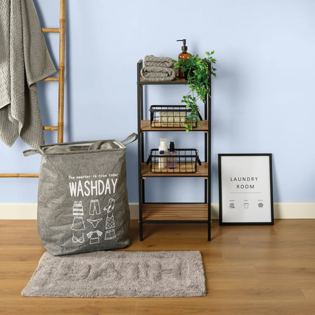 Linen laundry basket 43.5x32.5x54 cm., grey with handles and closure