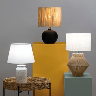 Ceramic Table lamp black with paper straw shade 40 cm  Table lamps