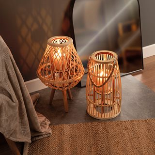Bamboo Lantern 39.5 cm with glass candle holder  Candle holders-Lanterns