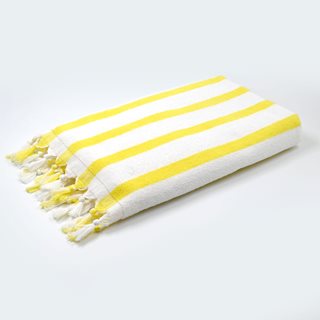 Πετσέτα θαλάσσης 80x160 εκ. ριγέ λευκό-κίτρινο  Πετσέτες θαλάσσης