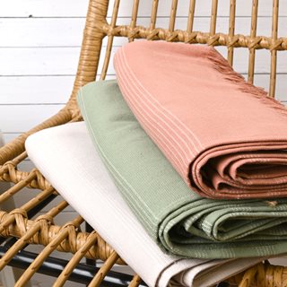 Beach towel with fringes 70x140 cm terracotta  Beach towels