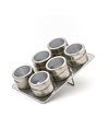 Set of 6 stainless steel spice jars with magnetic stand 23x15x4.7 cm