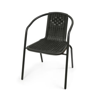 Καρέκλα κήπου ρατάν με μεταλλικό σκελετό μαύρη 53x55x73 εκ.  Καρέκλες εξωτερικού χώρου-Σκαμπό