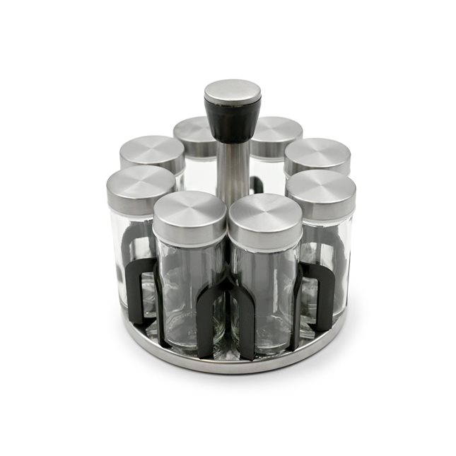 Set of 8 spice jars with rotating stand 17x18 cm