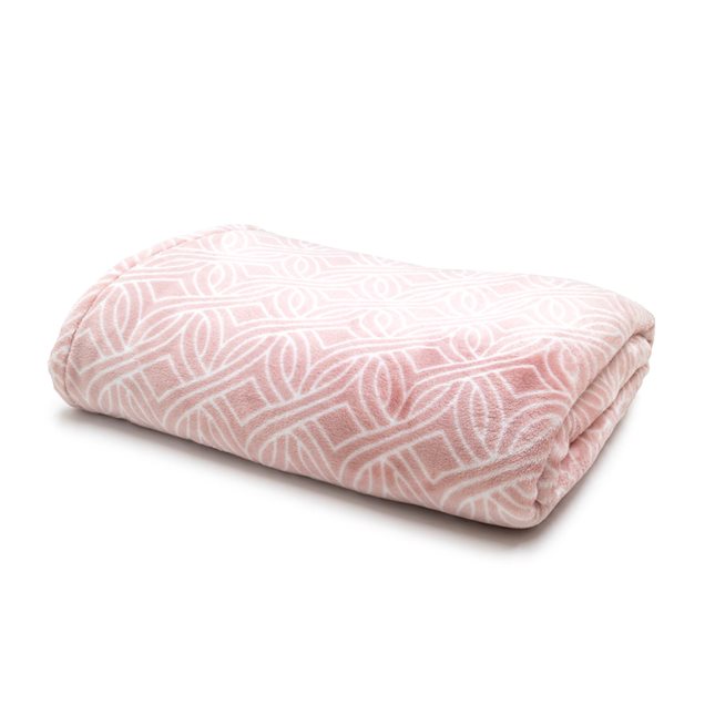 Κουβέρτα μονή fleece 160x240 εκ. ροζ γεωμετρικά σχέδια