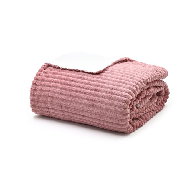 Single-size fleece with sherpa Blanket 160x240 cm pink