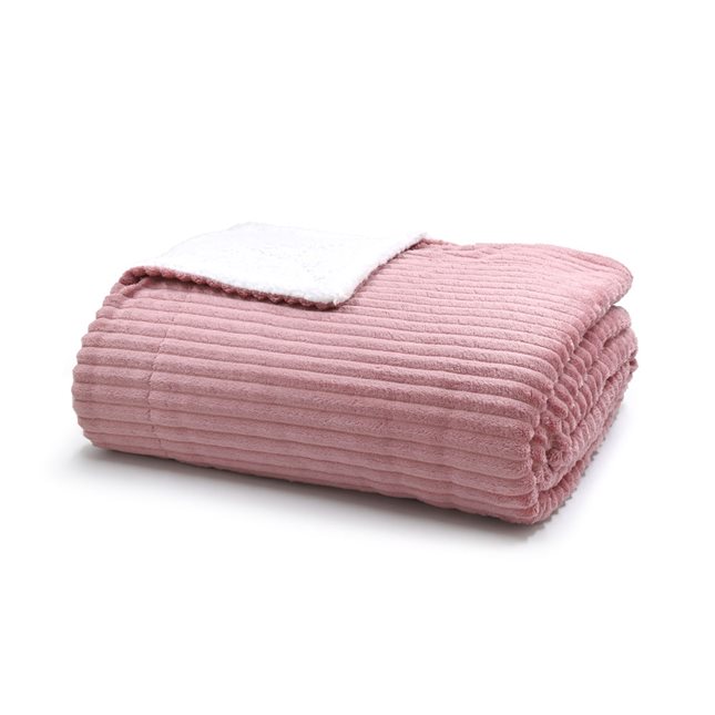 King-size fleece with sherpa Blanket 220x240 cm pink