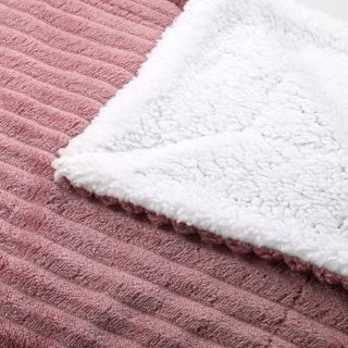 King-size fleece with sherpa Blanket 220x240 cm pink  Blankets-Duvets