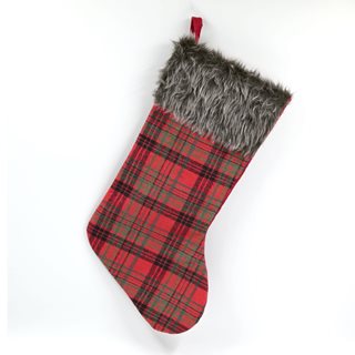 Χριστουγεννιάτικη διακοσμητική Κάλτσα 46 εκ. κόκκινη καρό  Διακοσμητικές Κάλτσες-Τσαντάκια