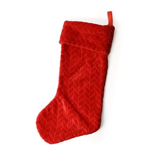 Χριστουγεννιάτικη διακοσμητική Κάλτσα 49 εκ. κόκκινη γούνινη  Διακοσμητικές Κάλτσες-Τσαντάκια