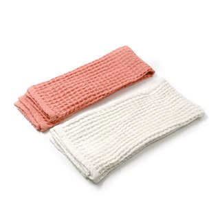 Set of 2 Kitchen towels white-pink waffle 38x64 cm  Kitchen towels