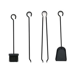 4-piece Fireplace toolset with black stand  Fireplace accessories