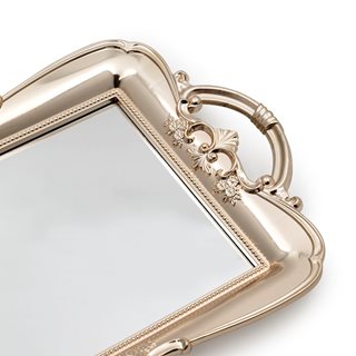 Decorative Tray with mirror 48x30 cm champagne gold  Table decor