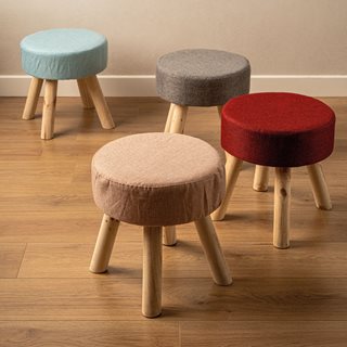 Stool grey with wooden legs 34x38 cm  Stools-Ottomans