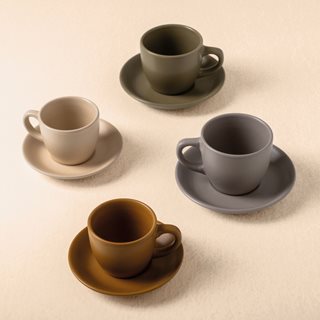 Stoneware coffee cups 90 ml & saucers Diverso - Set of 4  Mugs-Cups