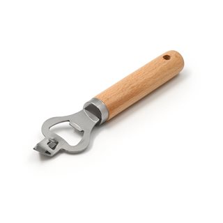 Stainless steel bottle opener with wooden handle 17 cm  Openers