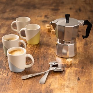 Stoneware Espresso cups 100 ml Bright Edge - Set of 4  Mugs-Cups