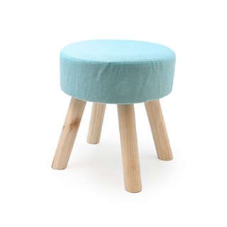 Stool light blue with wooden legs 34x38 cm  Stools-Ottomans