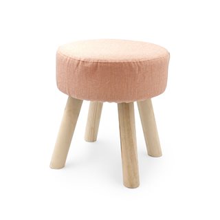 Stool pink with wooden legs 34x38 cm  Stools-Ottomans
