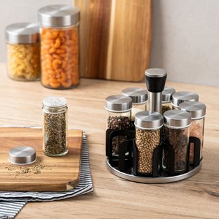 Set of 8 spice jars with rotating stand 17x18 cm  Food Storage Jars-Canisters