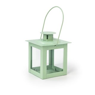 Metal latern 8x10 cm with handle light green  Candle holders-Lanterns