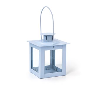 Metal latern 8x10 cm with handle light blue  Candle holders-Lanterns