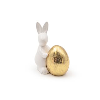 Easter ceramic Bunny with golden egg 15 cm white  Easter Figurines