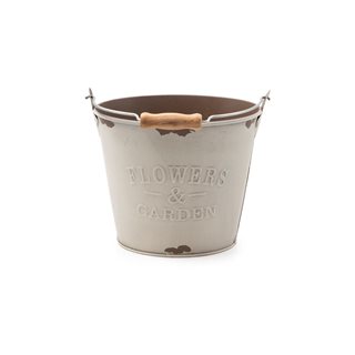 Metal Plant Pot bucket 18x15 cm beige  Flower pots-planters