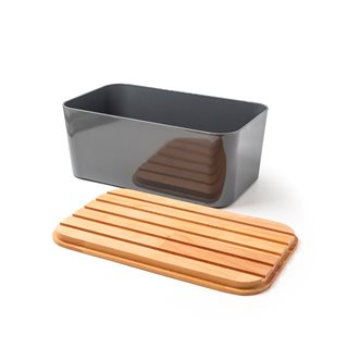 Bread box with cutting board 37x22x16 cm grey  Bread boxes