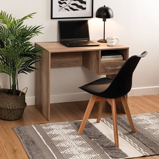 Καρέκλα μαύρη με ξύλινα πόδια και κάθισμα με μαξιλάρι 49x56x83 εκ.  Καρέκλες τραπεζαρίας